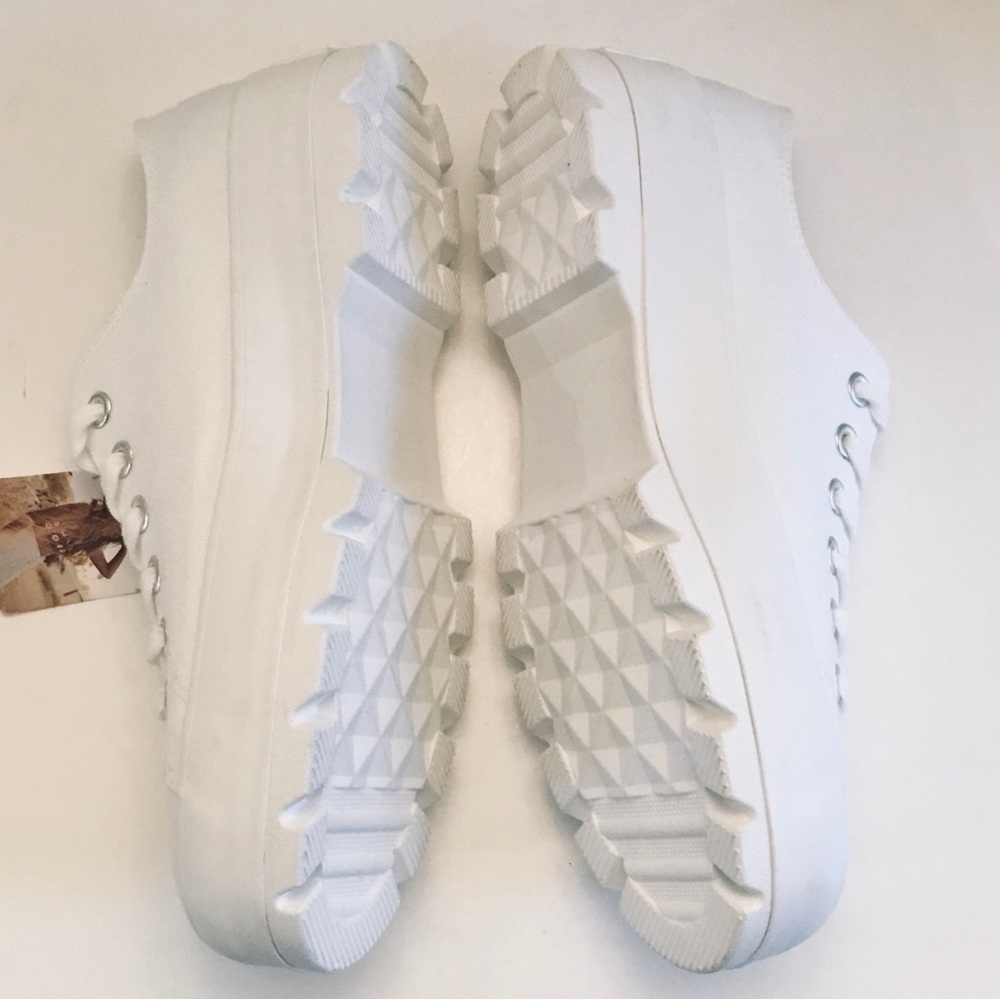 SINCERELY JULES VASCO White Canvas Platform Sneakers Low Cut Lace-up Size-10 NEW - Picture 10 of 15